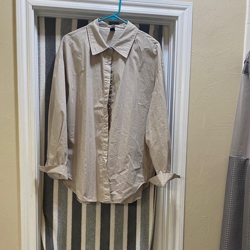Beige Button-Up Shirt